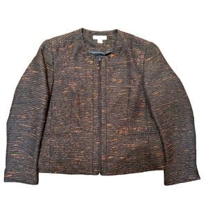 Coldwater Creek Brown Textured Zip Up Jacket Sz PL (14-16)